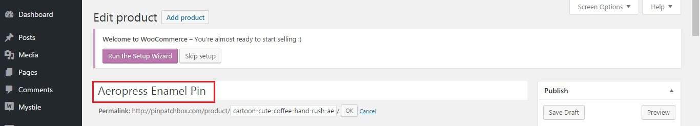 Short product title after editing