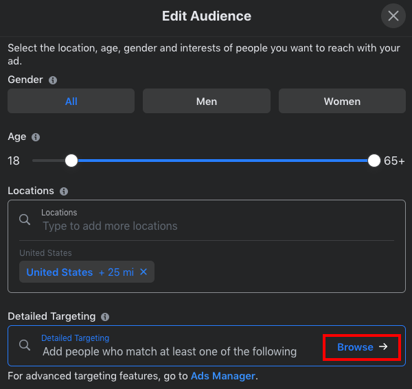 edit FB audience