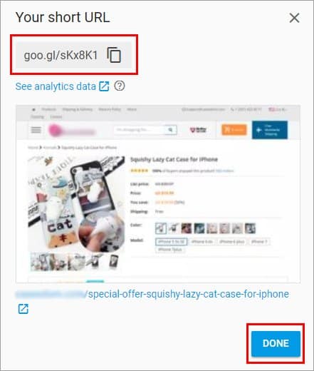 Link to the product Instagram