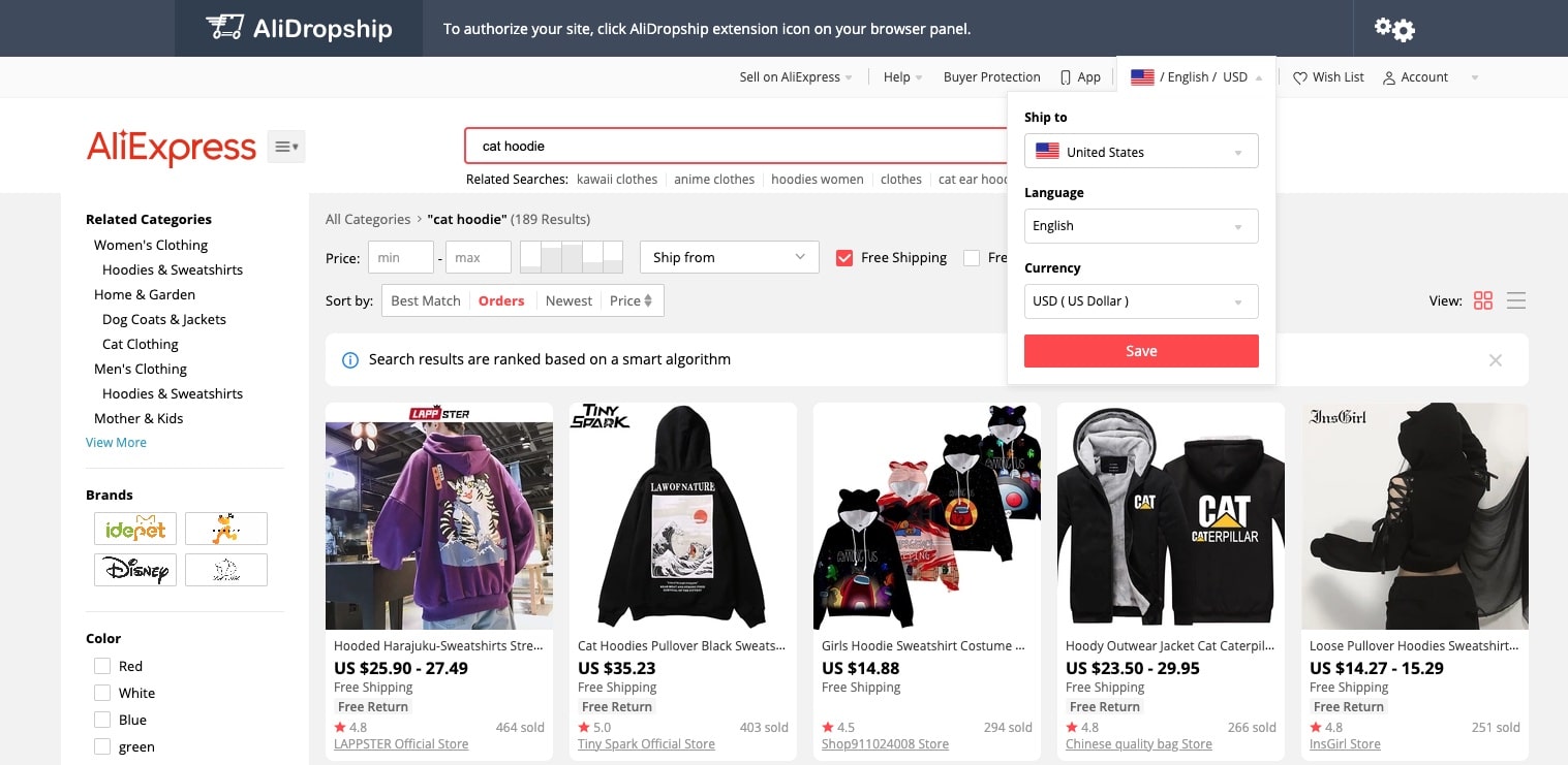 a picture showing the process of looking to products to dropship from AliExpress in 2022