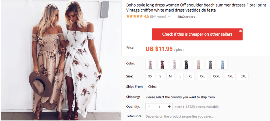 a screenshot of the AliDropship plugin's function letting you find niche products to sell