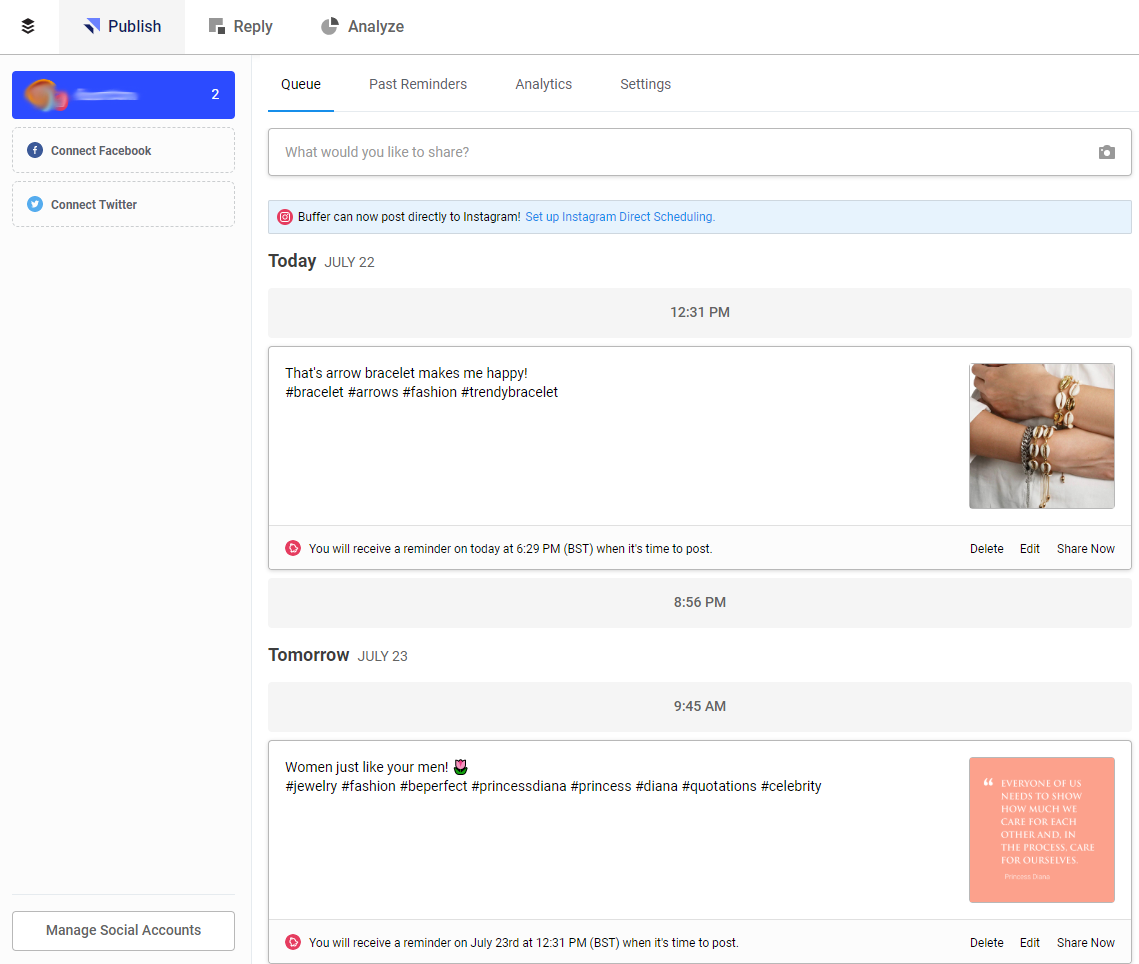 Instagram posts for business: posting time