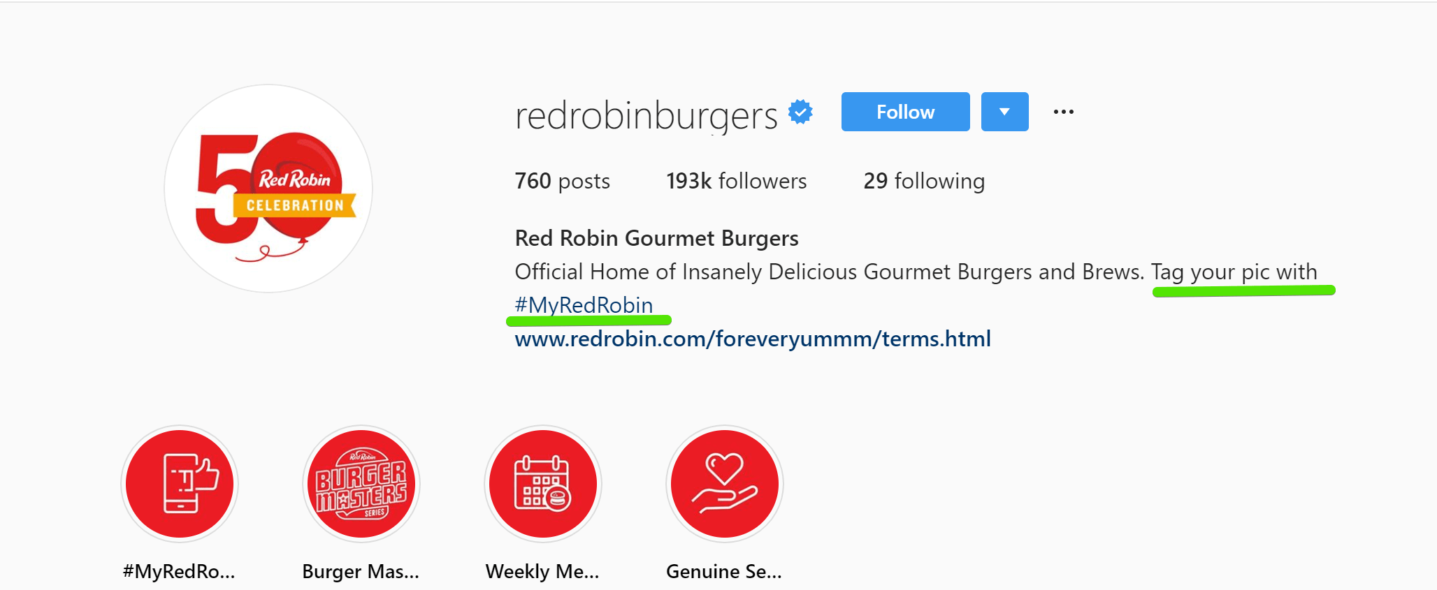 a picture showing a branded hashtag in bio