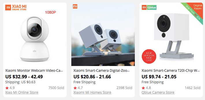 Three models of 360 degree cameras