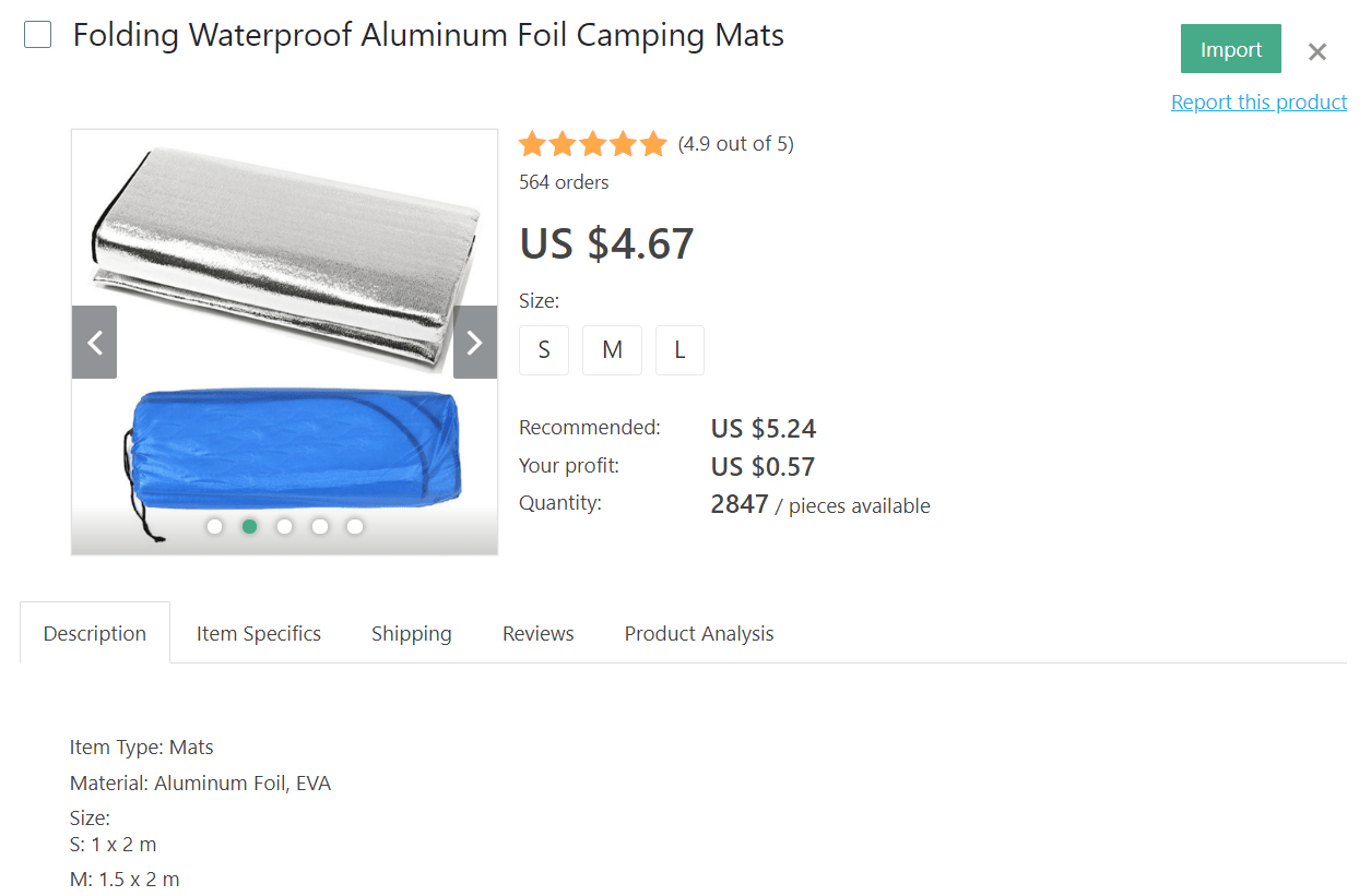 Waterproof camping mats in aluminum foils