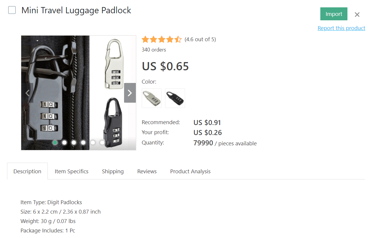If you wish to dropship travel products, make sure you offer this luggage padlock for your customers' safety