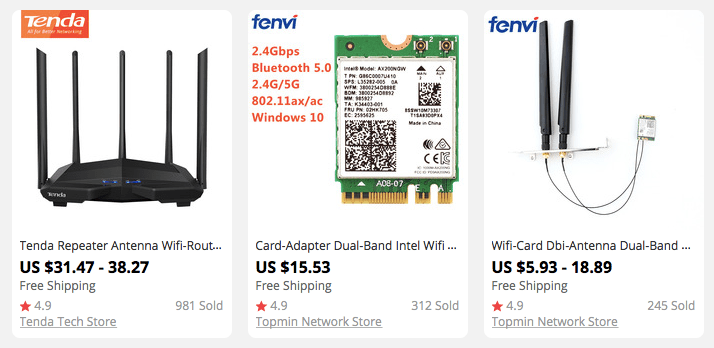 Three Wi-Fi 6 gadgets sold on AliExpress
