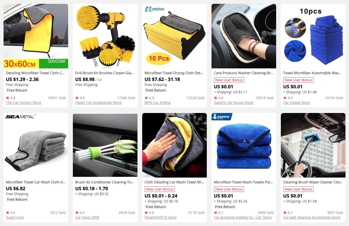 a picture showing car wash accessories to sell in 2021