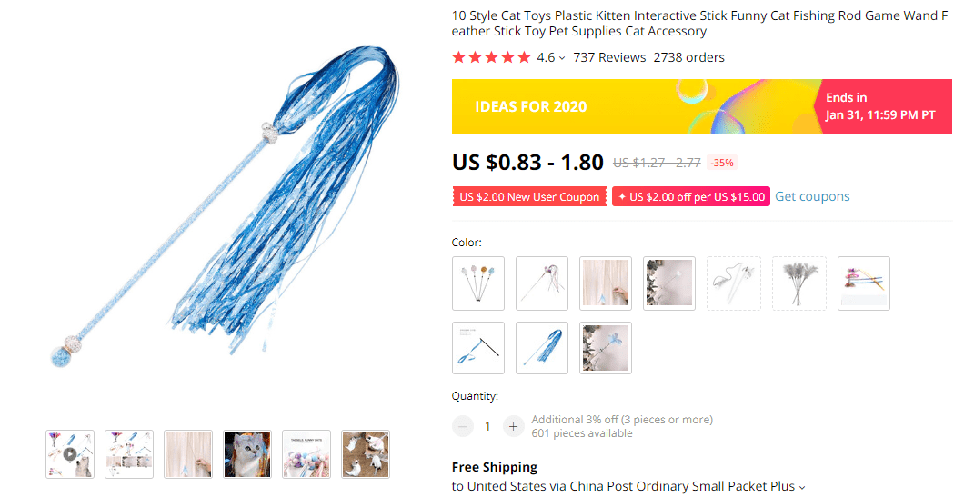 Best pet products to dropship: Cat stick toy