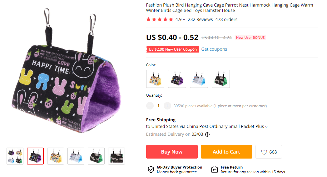 Parrot house on AliExpress