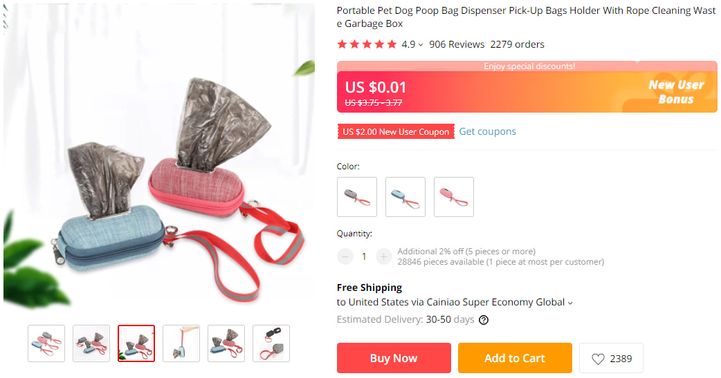 Poop bag dispenser on AliExpress
