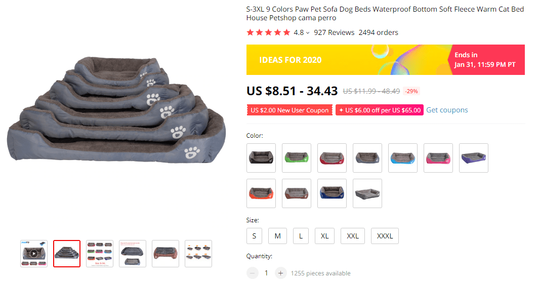 Waterproof pet bed on AliExpress