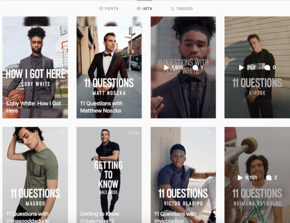 Screenshot of IGTV videos