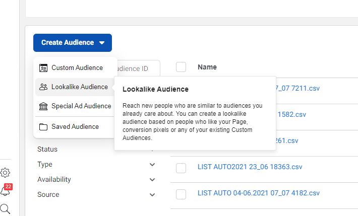 Creating a lookalike audience on Facebook