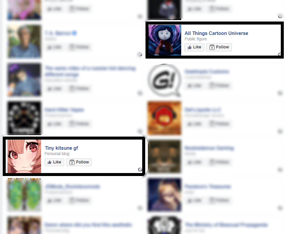 Social groups followed by a Facebook user