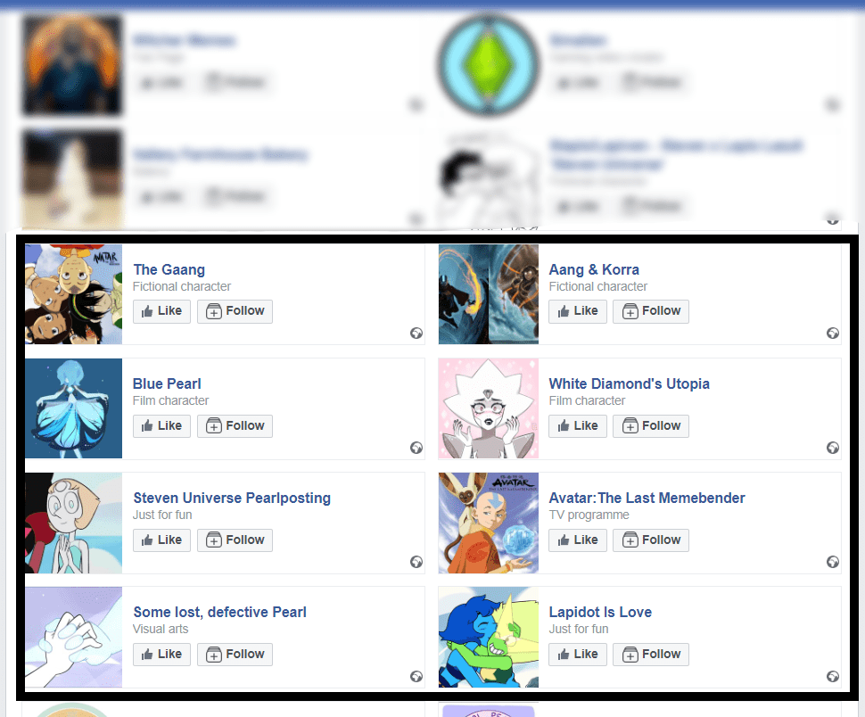 Groups followed by a Facebook user