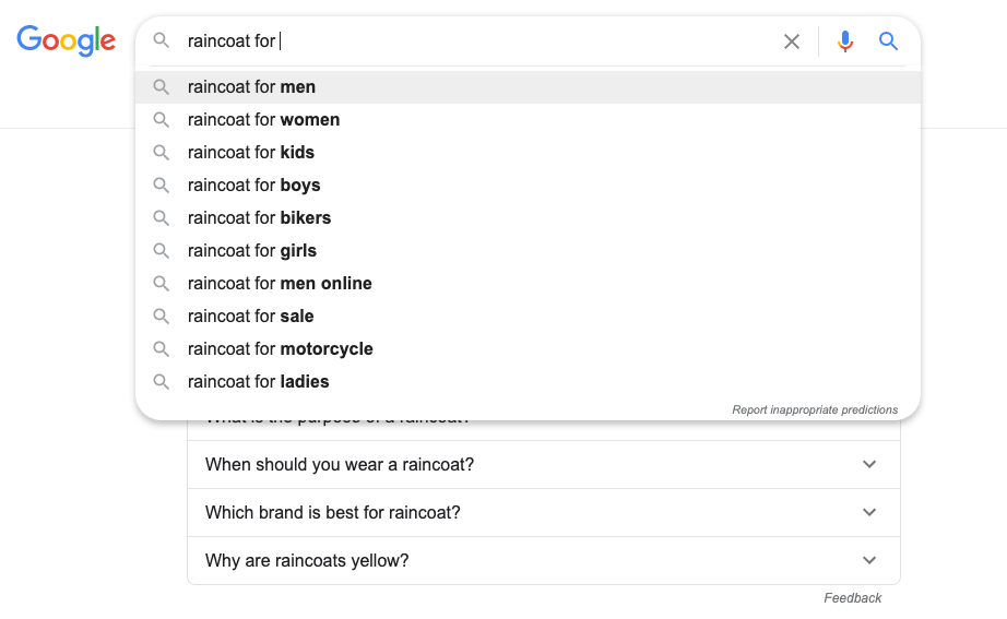 a picture showing how to find niche products with google suggestions