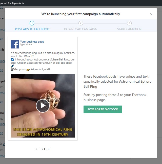 How to publish ready Facebook ads for Premium Products