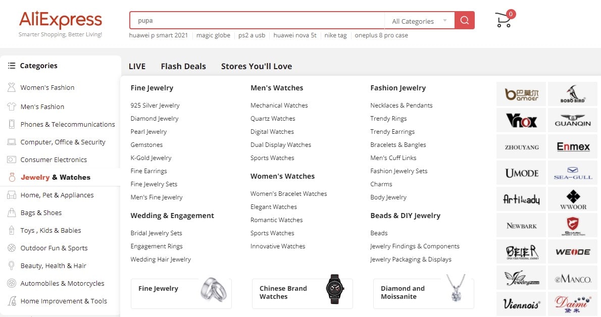 Category “Jewelry & Accessories” on AliExpress