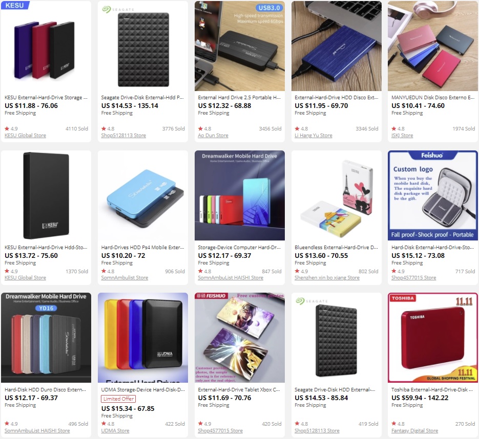 Dropshipping gadgets external hard drives