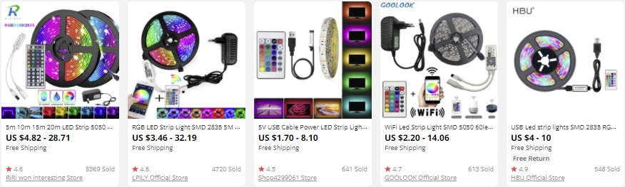 Dropship computer parts LED lights and stripes