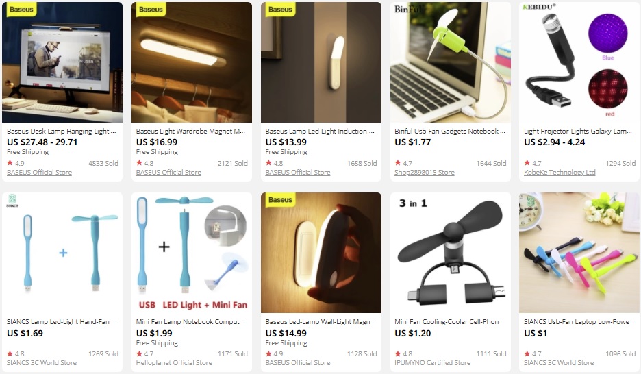 USB gadgets for laptops to dropship