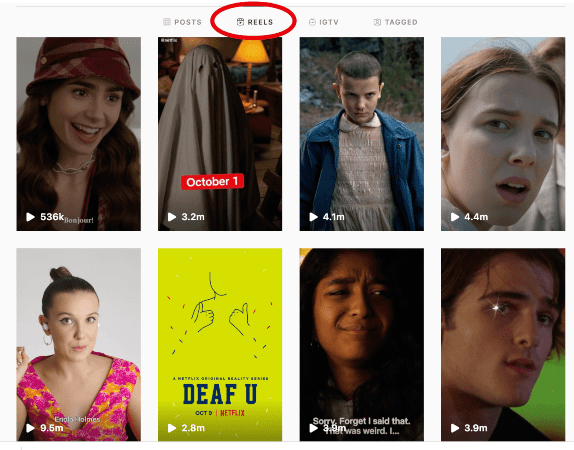 Viewing all profile's Reels