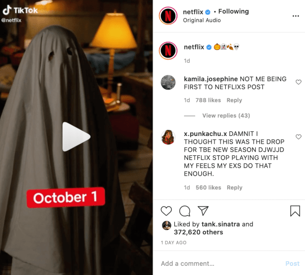 An example of reposting content from TikTok