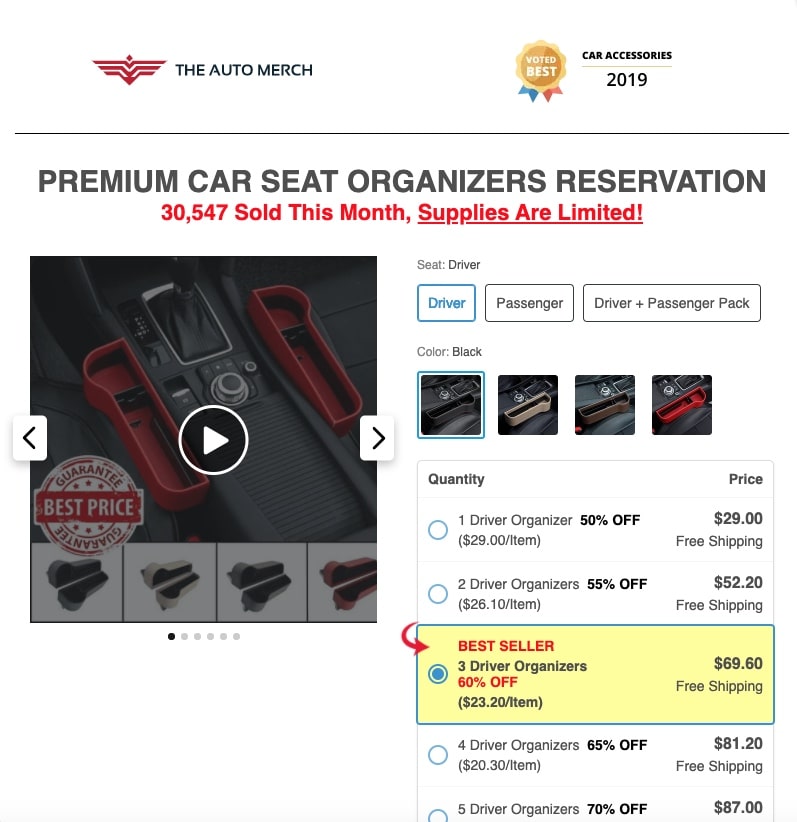 a screenshot that shows how to attract customers by means of bulk discounts and pop-up