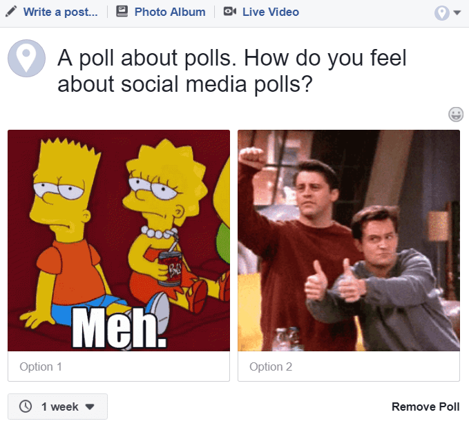 An example of a Facebook poll