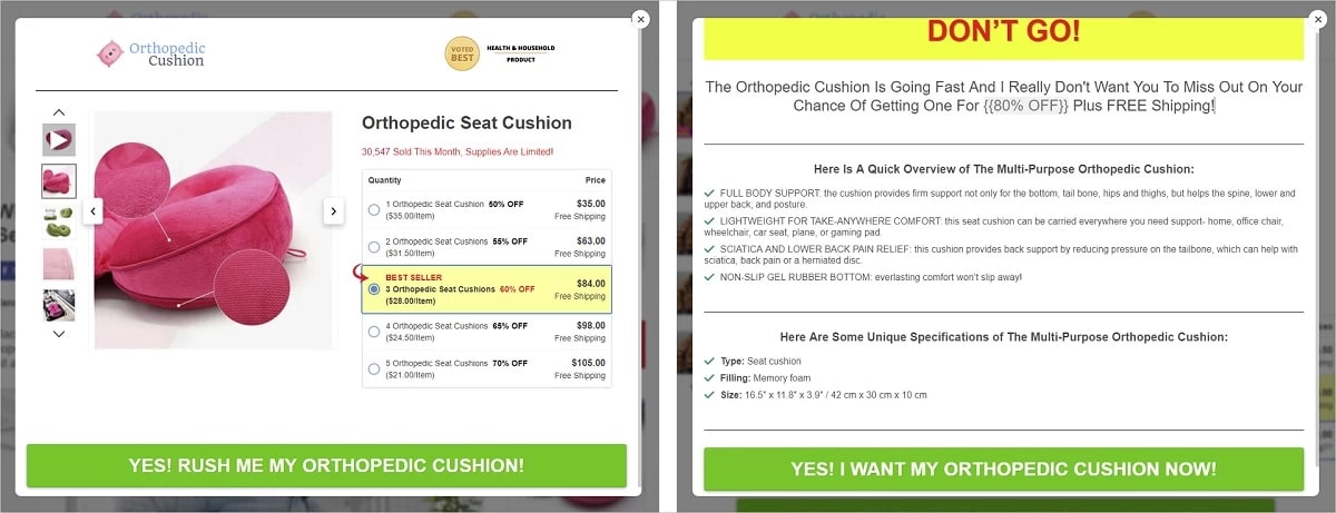 An example of exit intent pop-ups perfect to use on landing pages