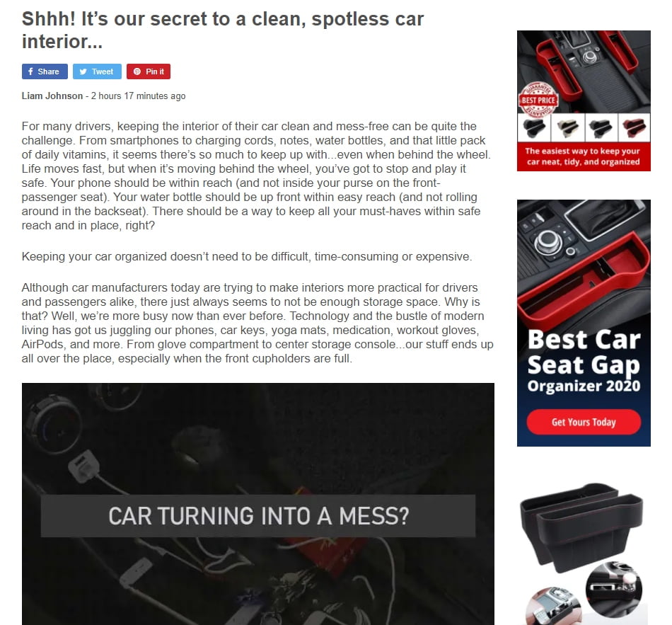 The 1st page of a landing created with AliDropship's Landing Pages add-on