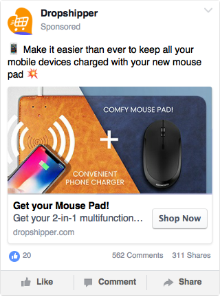 An example of a Facebook Feed ad