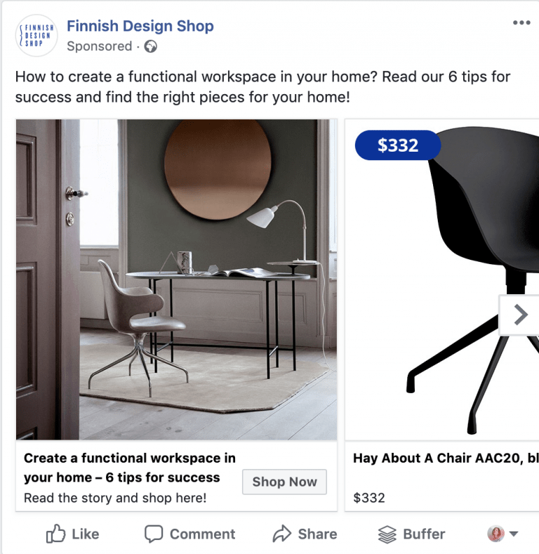 An example of a Facebook ad