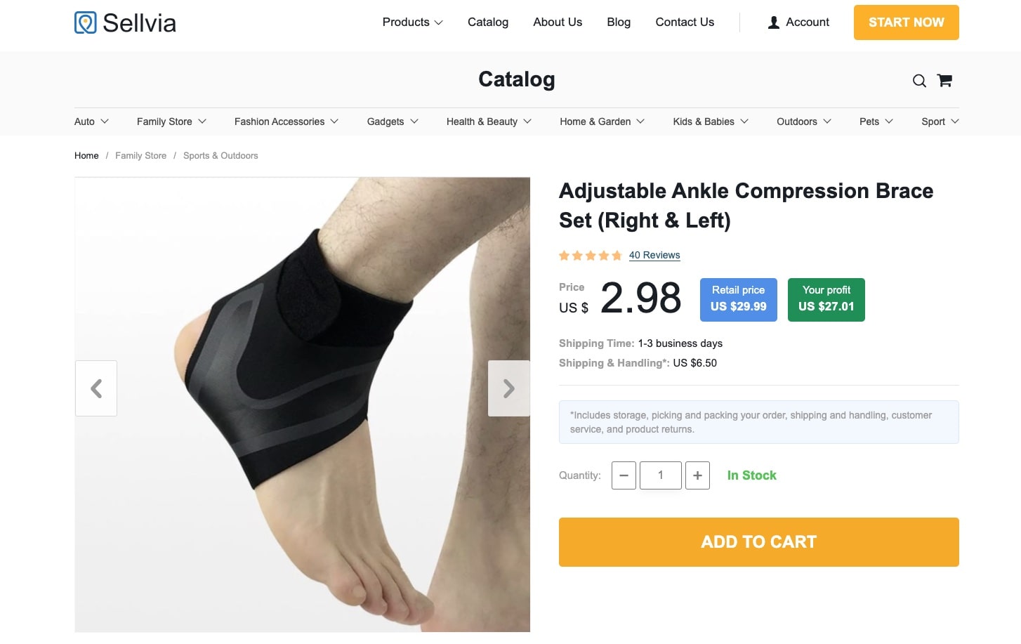 a picture showing where to find products to start a sports business: it's Sellvia