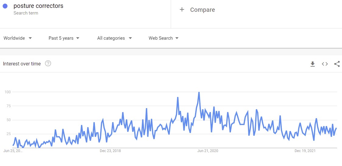 The interest for posture correctors is rising, indicating a new dropshipping niche idea for 2022