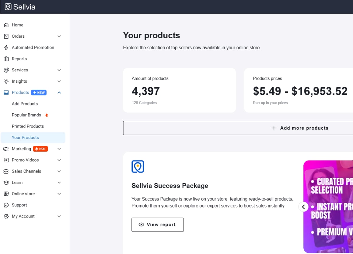 dashboard products