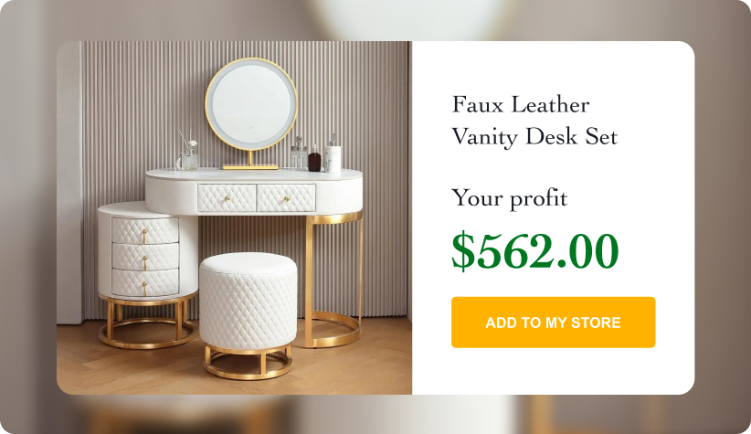 Faux Leather Vanity Desk Set