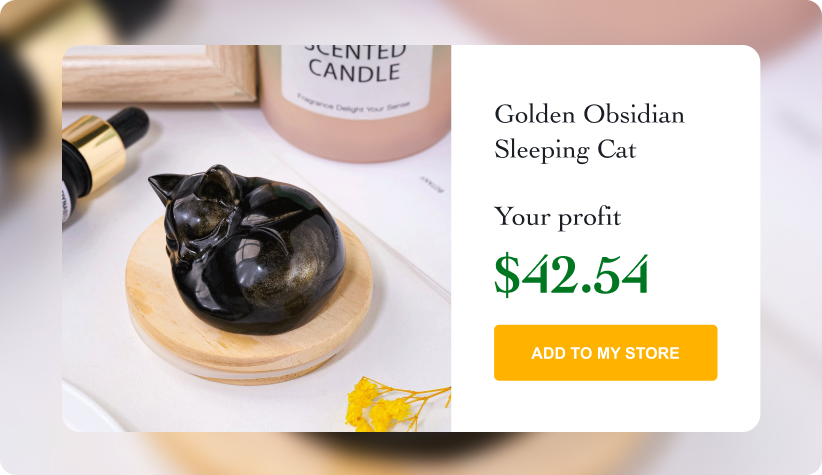 Golden Obsidian Sleeping Cat