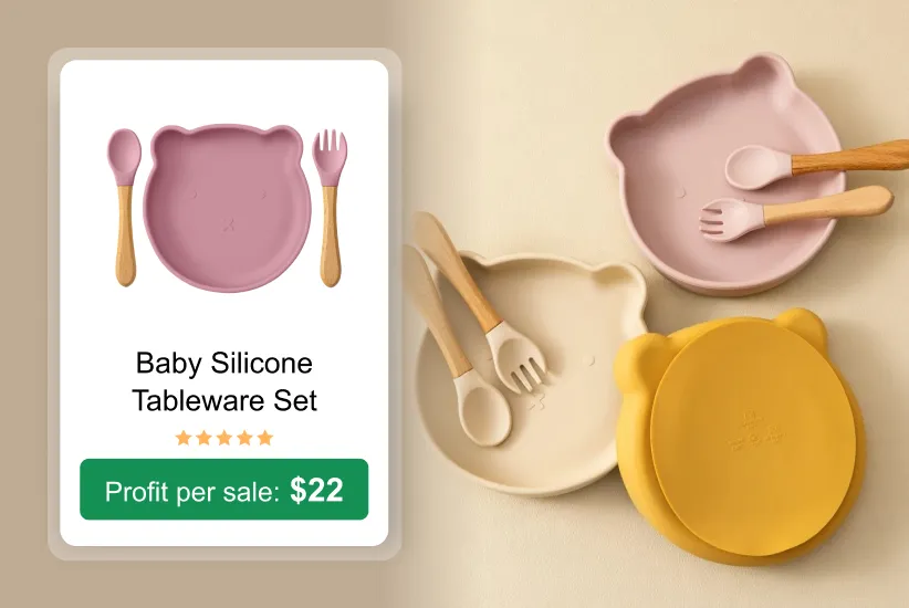 Baby silicone tableware set as a trending product to sell