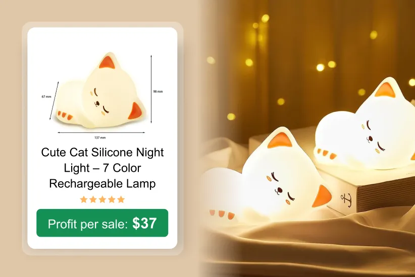 Silicone Night Light &ndash; 7 Color Rechargeable Lamp as a trending product to sell