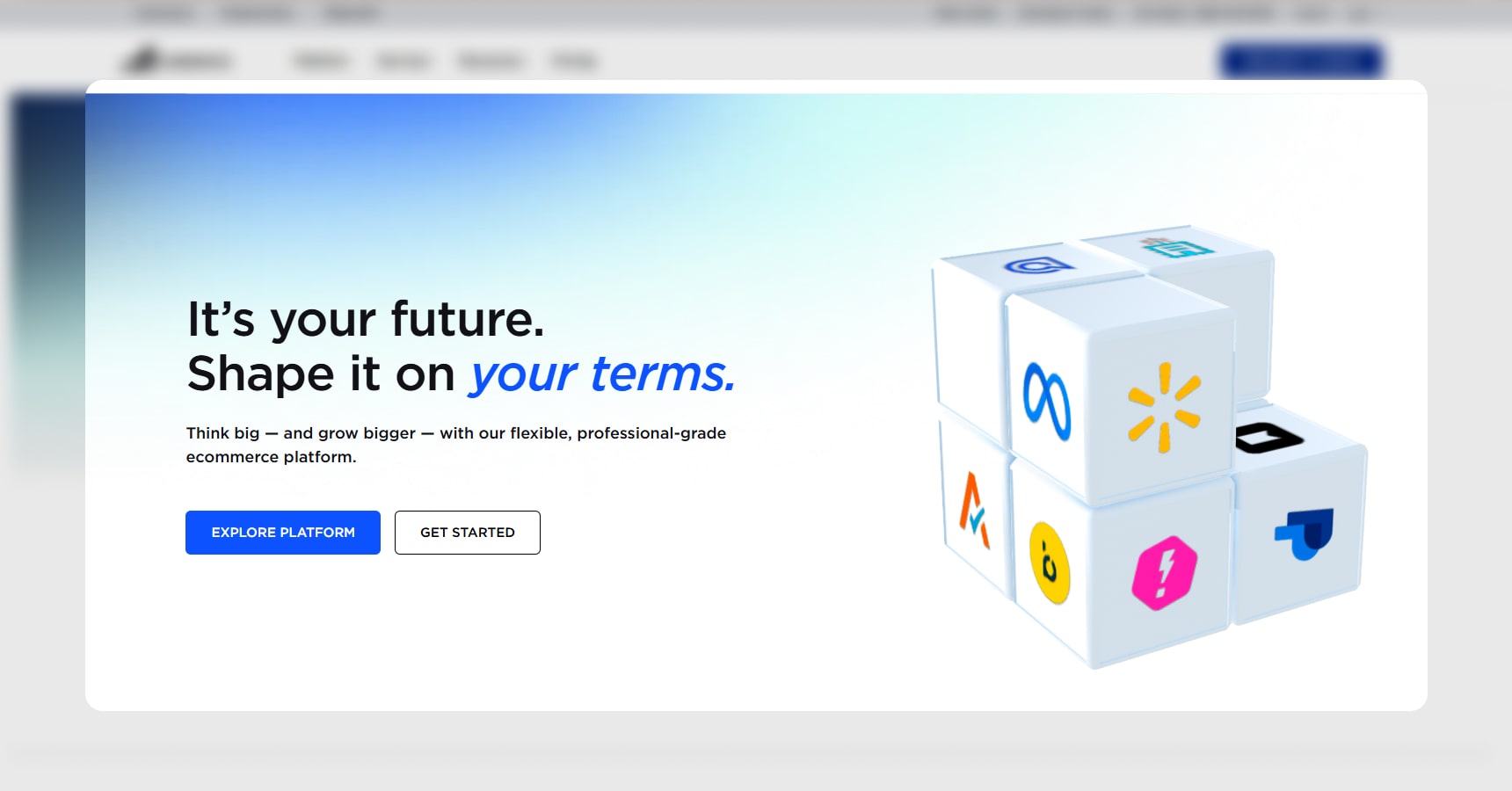 Screenshot of the BigCommerce's homepage for the Shopify Alternatives article