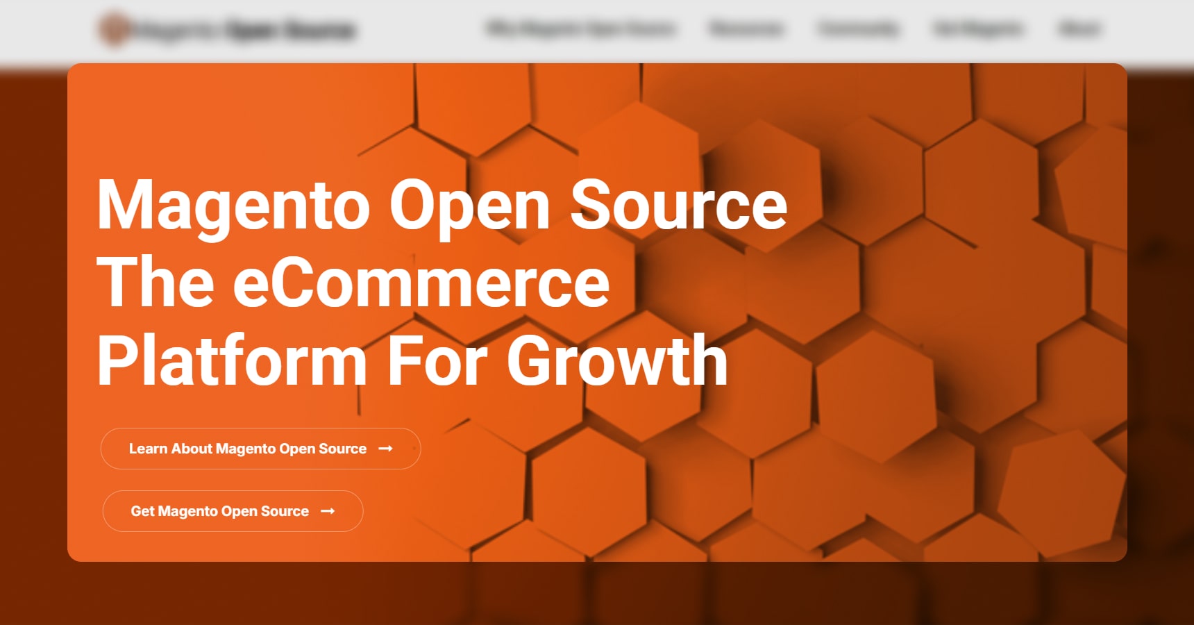Screenshot of the Magento's homepage for the Shopify Alternatives article