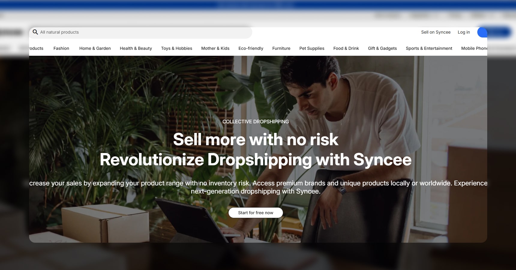 Screenshot of the Syncee's homepage for the Best Dropshipping Sites article