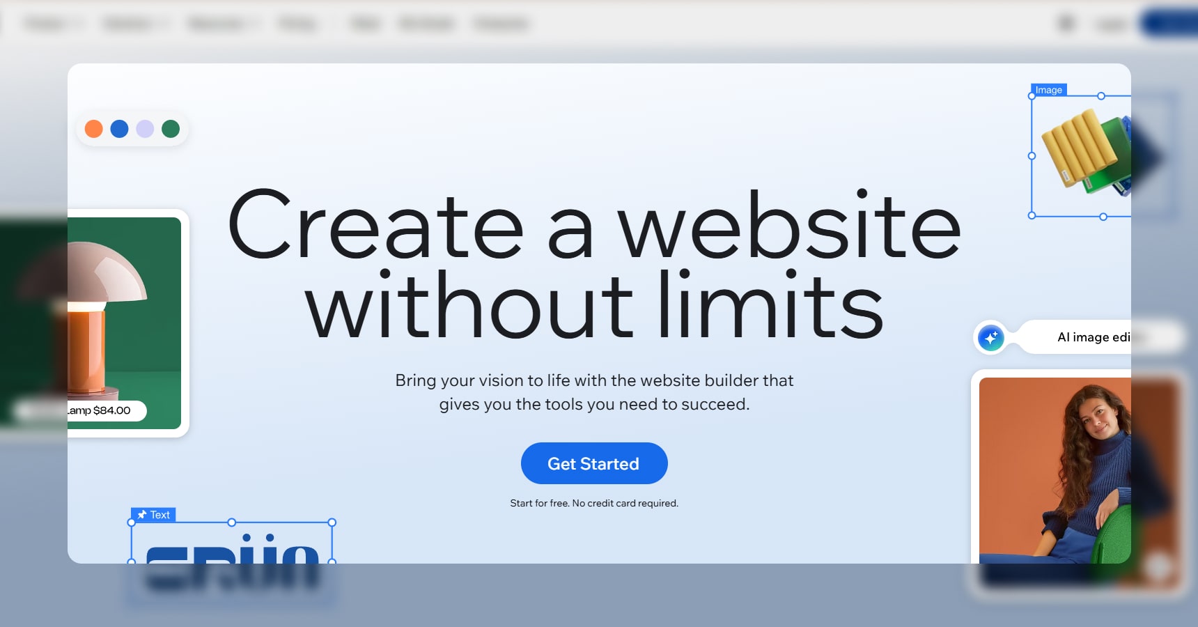 Screenshot of the Wix's homepage for the Shopify competitors article