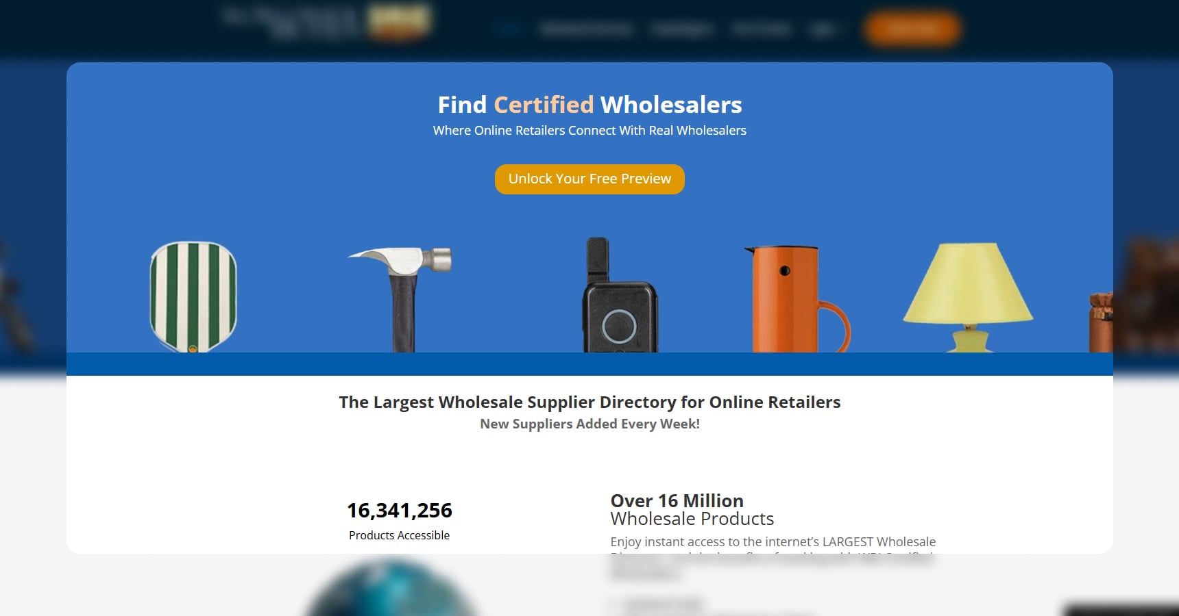 Screenshot of the Worldwide Brands' homepage for the Best Dropshipping Sites article