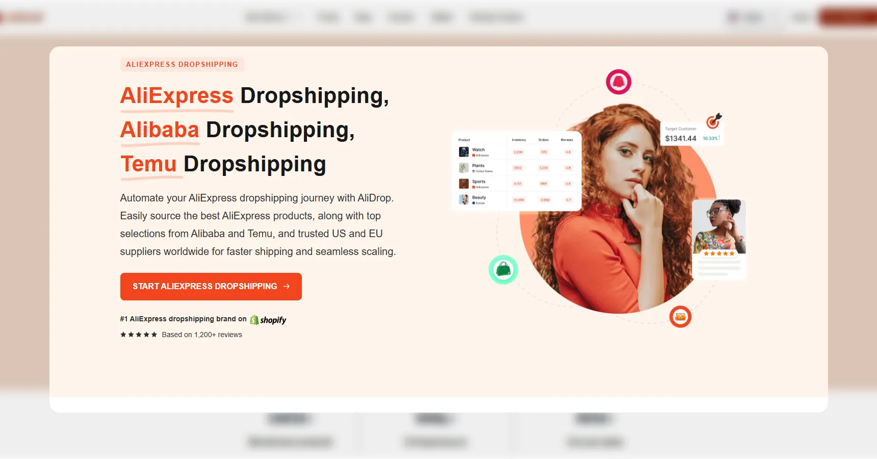 A screenshot of the AliExpress's homepage for the best dropshipping suppliers article