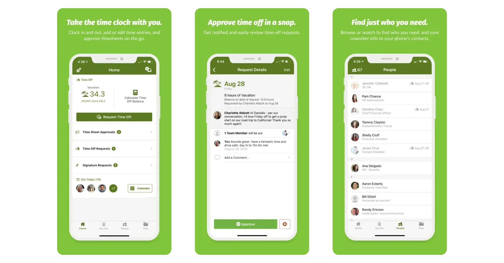 Images of the BambooHR app for the best apps for small business article