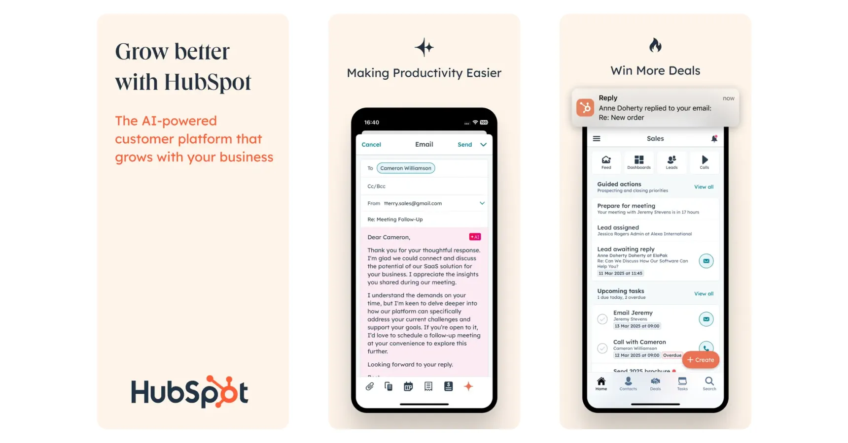 Images of the HubSpot app for the best apps for small business article