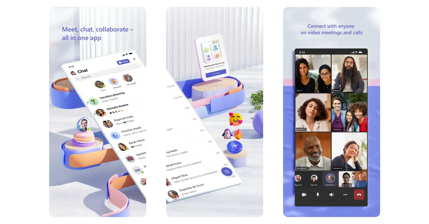 Images of the Microsoft Teams app for the best apps for small business article